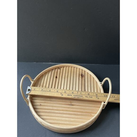 Round Bentwood Round Serving Tray Barware Tableware Cottagecore Farmhouse Picnic - Picture 9 of 10